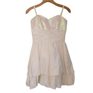 Betsey Johnson Y2k Look Prom Party Fancy White‎ Dress Sequin Sz US 2 Flaws